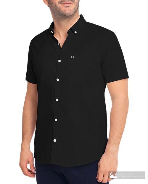 Camisa casual Oscar de la Renta negra sólida para hombre