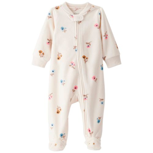 Pijama beige con estampado floral para bebé niña