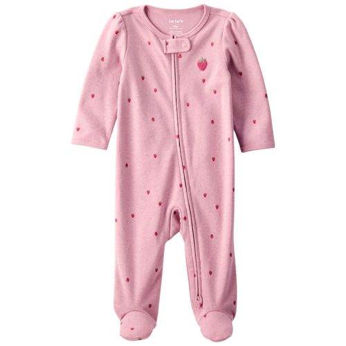 Pijama rosada con estampado de fresa para bebé niña