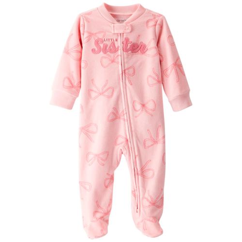 Pijama rosada con estampado little sister para bebé niña