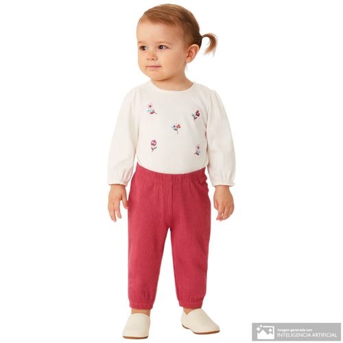 Conjunto de 2 piezas multiclor con bordado floral para bebé niña