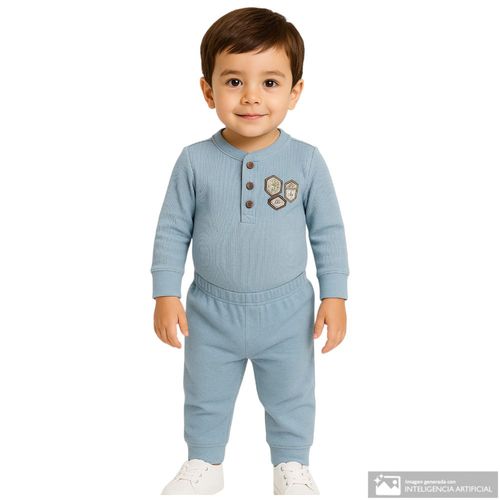 Conjunto de 2 piezas celeste con textura para bebé niño