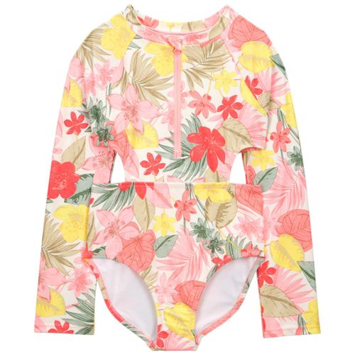 Traje de baño de 1 pieza estampado floral para niña