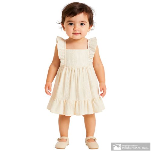 Vestido ivory con encaje para niña