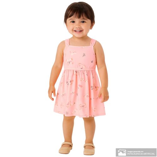 Vestido rosado con estampado de mariposa para niña