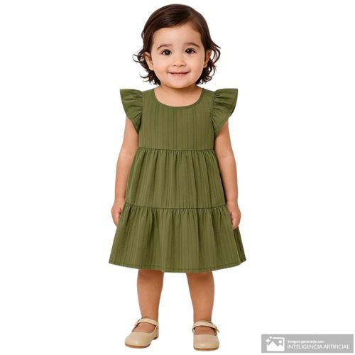 Vestido verde con textura para niña