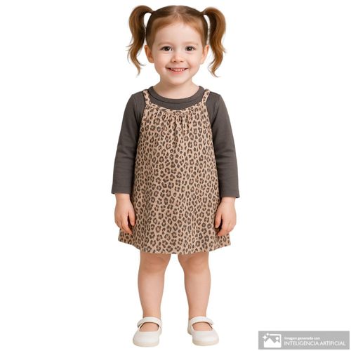 Conjunto de 2 piezas con estampado animal print para bebé niña