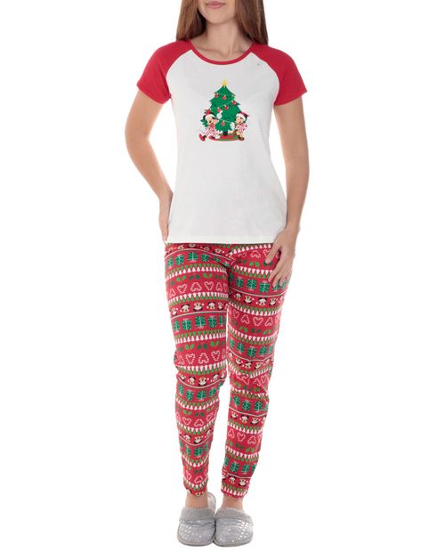 Pijama con pantalón St. Jacks navideña estampada de Mickey Mouse para mujer