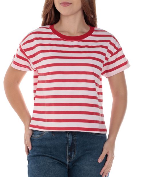 Camiseta Orange rayada manga corta para mujer