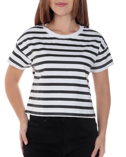 Camiseta Orange rayada manga corta para mujer