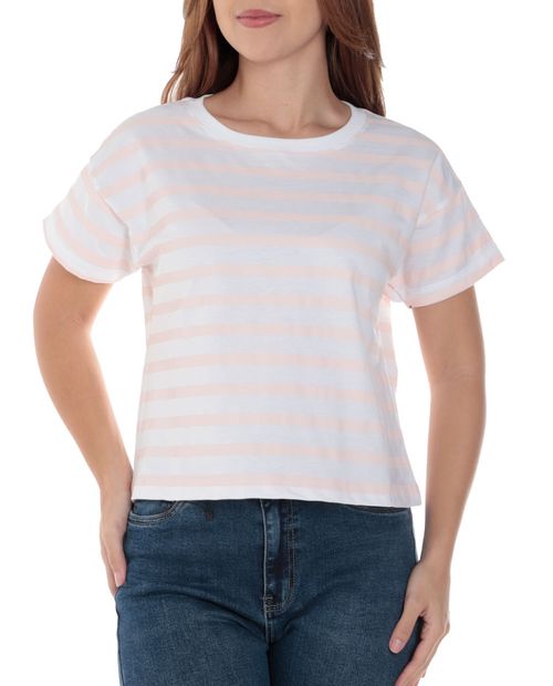 Camiseta Orange rayada manga corta para mujer