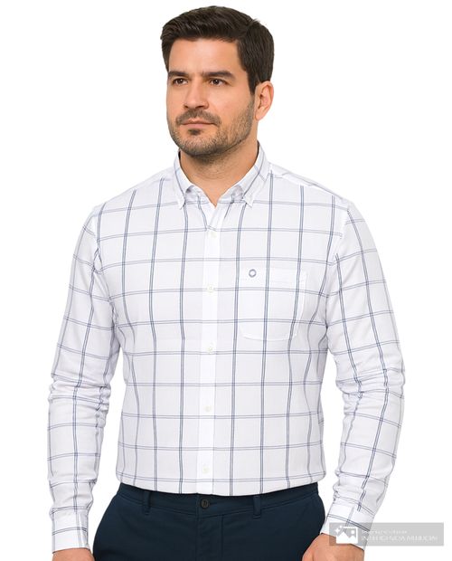 Camisa casual Oscar de la Renta blanca cuadriculada para hombre