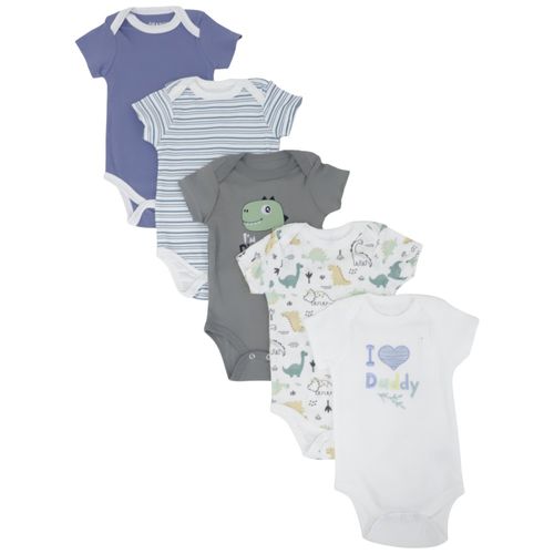 Set de 5 mamelucos multicolor con estampado para bebé niño