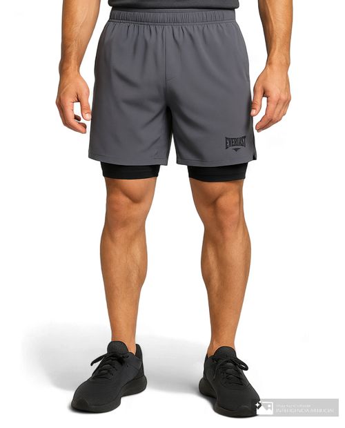 Short deportivo 2 en 1 Everlast gris sólido para hombre