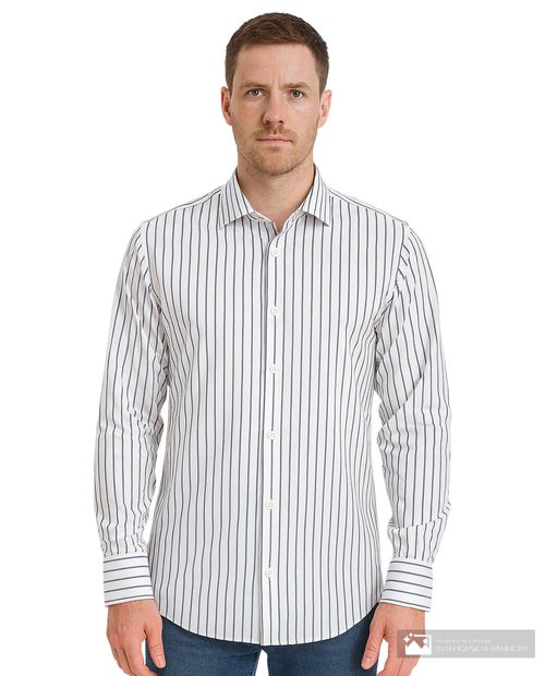 Camisa casual Carven custom fit blanca rayada para hombre