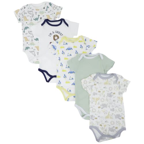 Set de 5 mamelucos multicolor con estampado para bebé niño