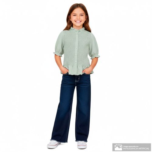 Jeans straight azul oscuro para niña