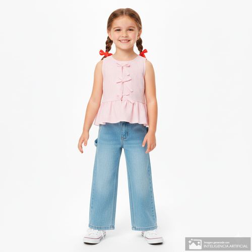 Blusa peplum rosada rayada para niña