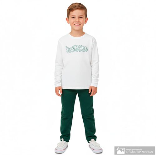 Pijama de 2 piezas verde con estampado para niño