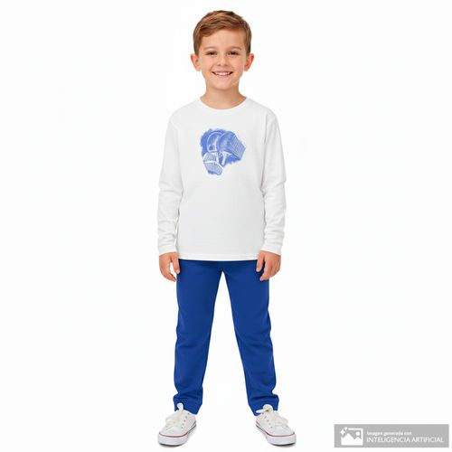 Pijama de 2 piezas bicolor con estampado de tenis para niño