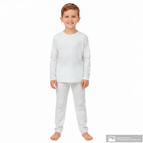 Pijama de 2 piezas bicolor con estampado de patinetas para niño