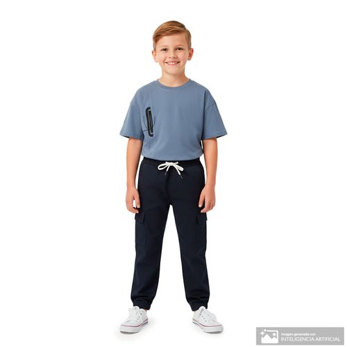 Jogger cargo azul navy sólido para niño