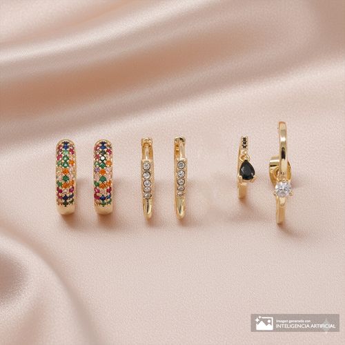 Set de 4 aretes dorado para mujer