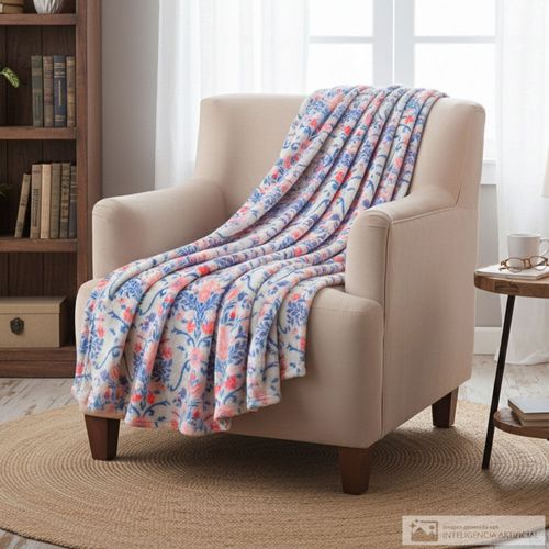 Frazada estampada patina vie floral de poliéster