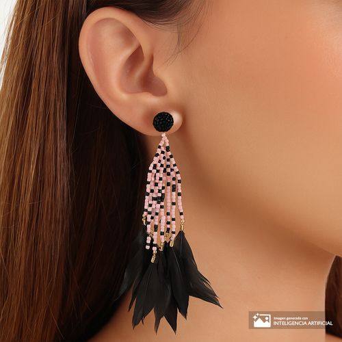 Aretes largos bicolor para mujer