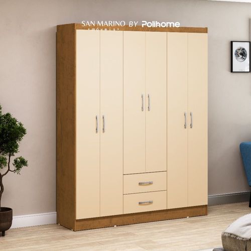 Ropero Roma 6 puertas 2 cajones