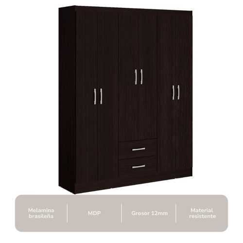 Ropero Roma 6 puertas 2 cajones