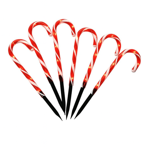 Set de 6 luces tipo bastón de dulce 25.5 cm