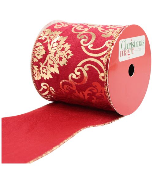 Listón ancho diseño surtido burgundy 11.43 cm x 5 m (1 pieza)
