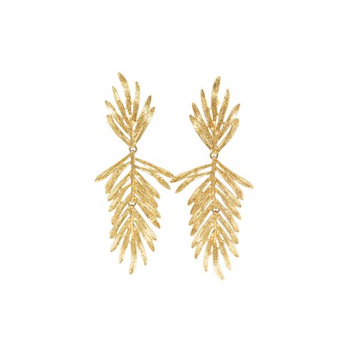 Aretes de hoja color dorado para mujer