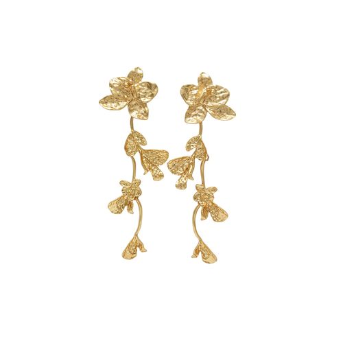 Aretes largos dorados para mujer