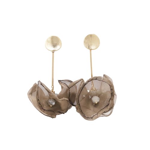 Aretes largos color café para mujer