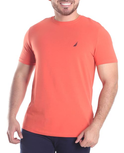 Camiseta básica Nautica anaranjada sólida para hombre