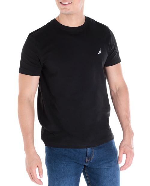 Camiseta básica Nautica negra sólida para hombre