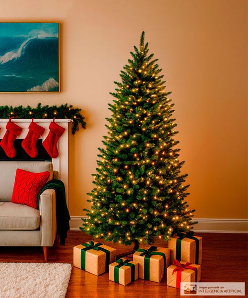 Árbol navideño con luz led  6 pies (182 cm) 1056 puntas