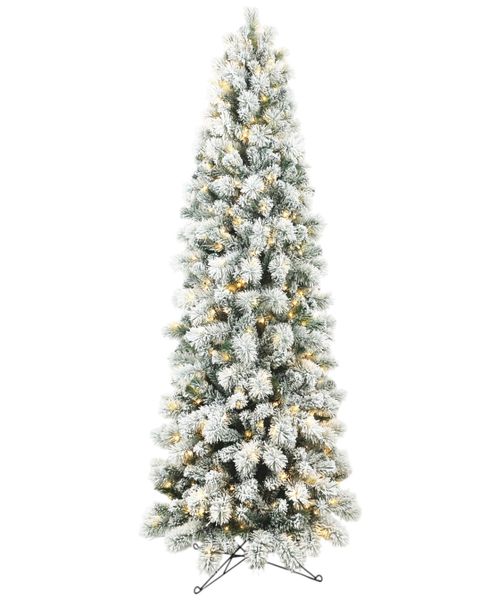 Árbol navideño nevado delgado con luz led  6 pies (182 cm) 527 puntas