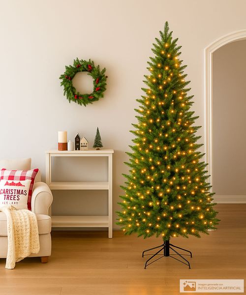 Árbol navideño con luz led  7 pies (213 cm) 1392 puntas