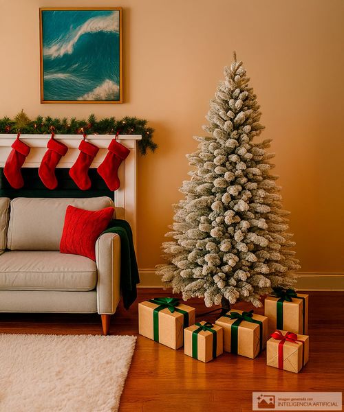 Árbol navideño nevado 6 pies (182 cm) 1056 puntas