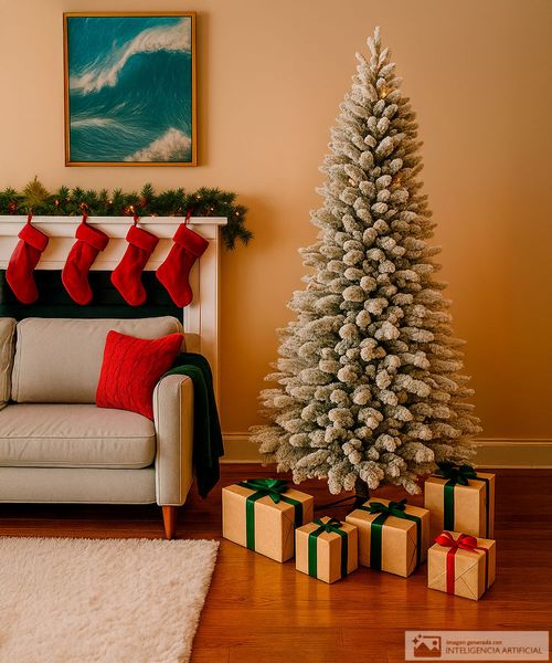 Árbol navideño nevado 7 pies (213 cm) 1392 puntas