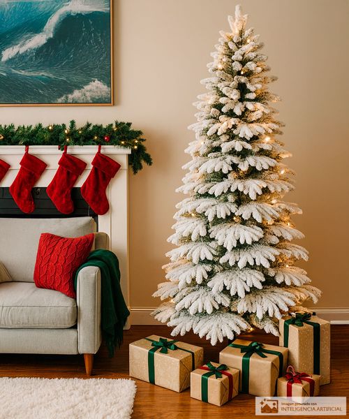 Árbol navideño nevado 7 pies (213 cm) con 1573 puntas