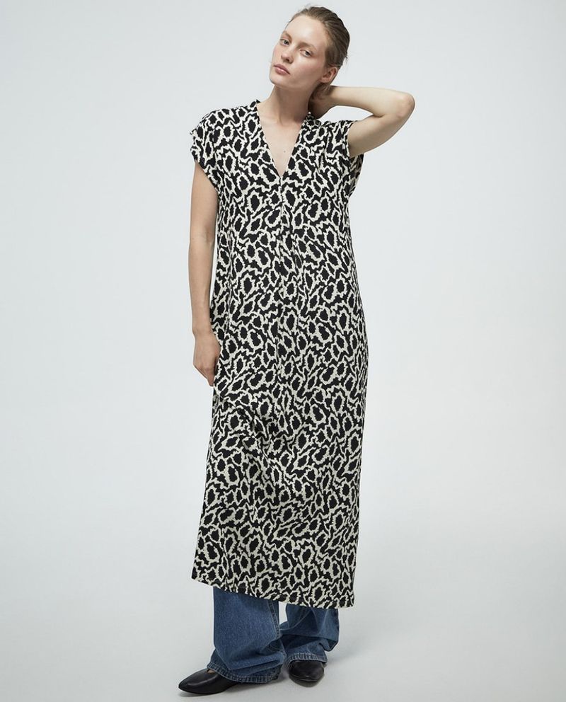 105021461-Vestido Sfera shift estampado mangas cortas para mujer