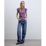 105021490-Blusa Sfera casual morada de mangas cortas para mujer