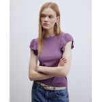 105021490-Blusa Sfera casual morada de mangas cortas para mujer