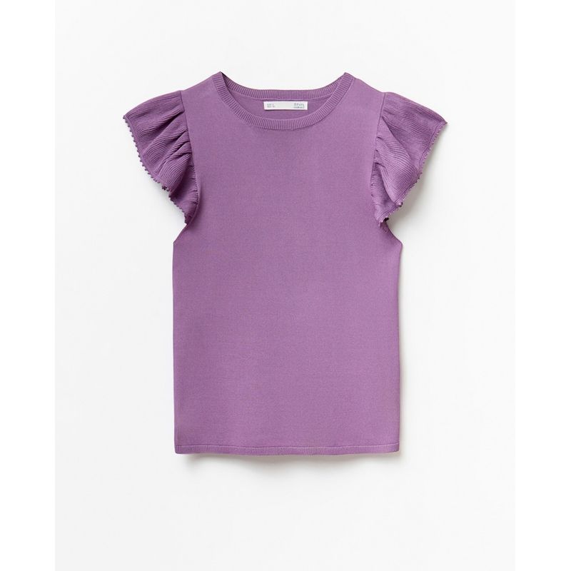 Blusa Sfera casual morada de mangas cortas para mujer Siman