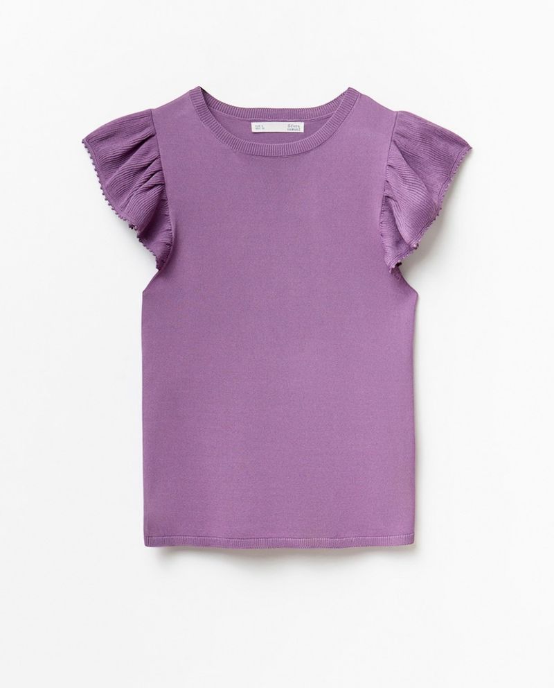 105021490-Blusa Sfera casual morada de mangas cortas para mujer
