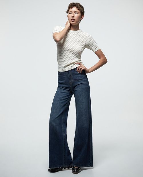 Blusa Sfera sweatshirt blanca de mangas cortas para mujer
